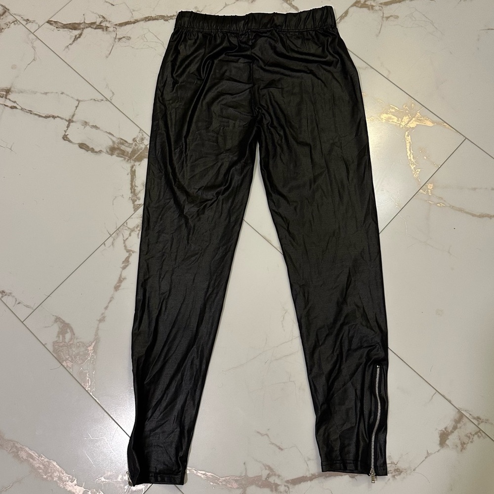 Kardashian Kollection Womens Black Shiny Stretch Leggings - Picture 5 of 9
